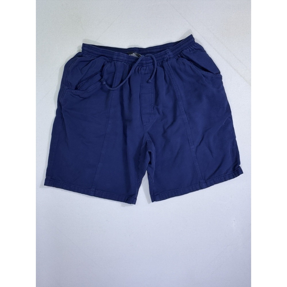 Vintage Thousand Mile USA Hiking Shorts Mens XL Blue Fleece Sweat Drawstring XL